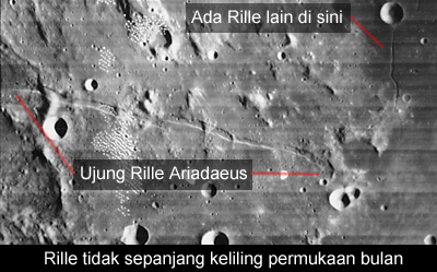 gambar patahan di permukaan bulan - tampak atas